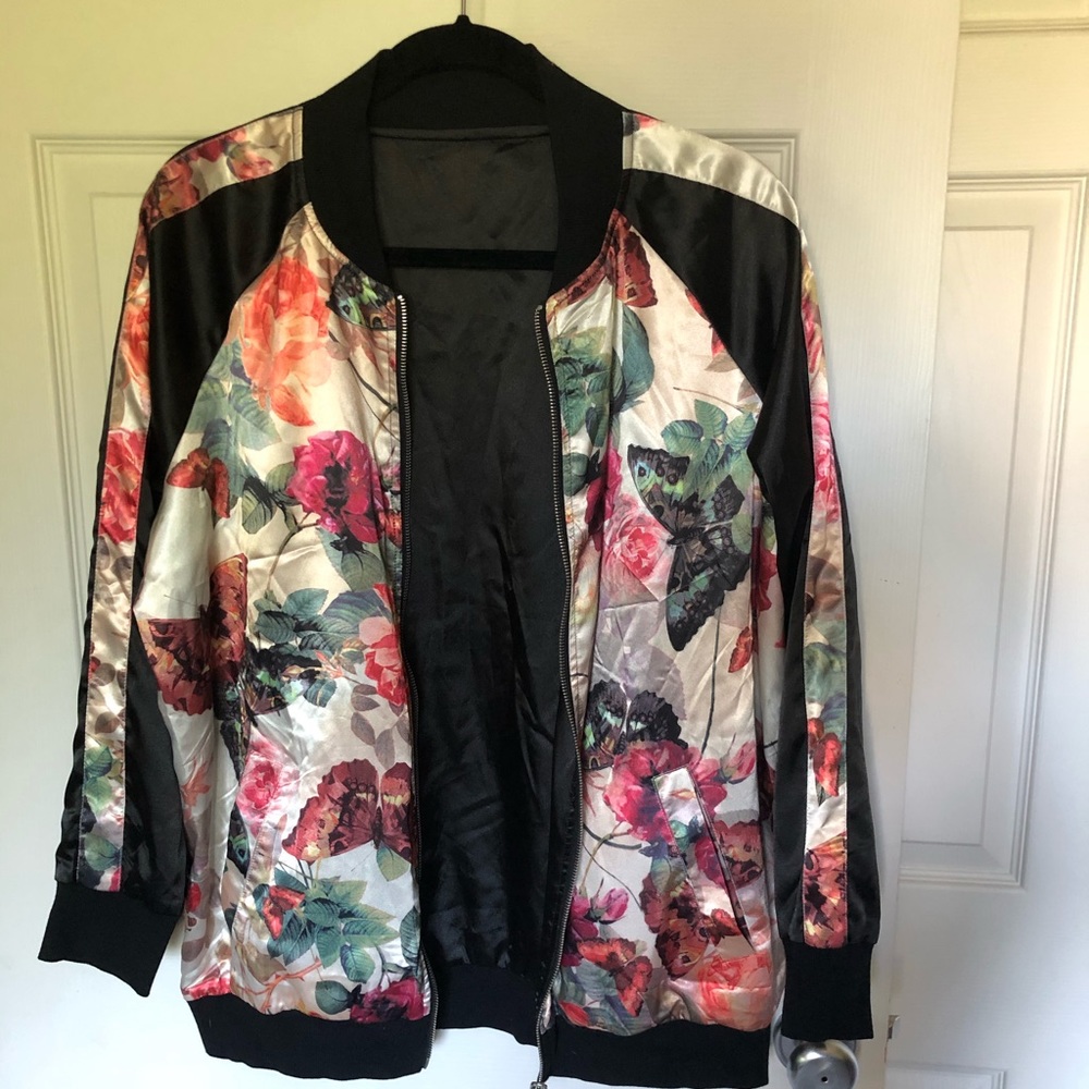 Floral/Gold reversible Bomber jacket